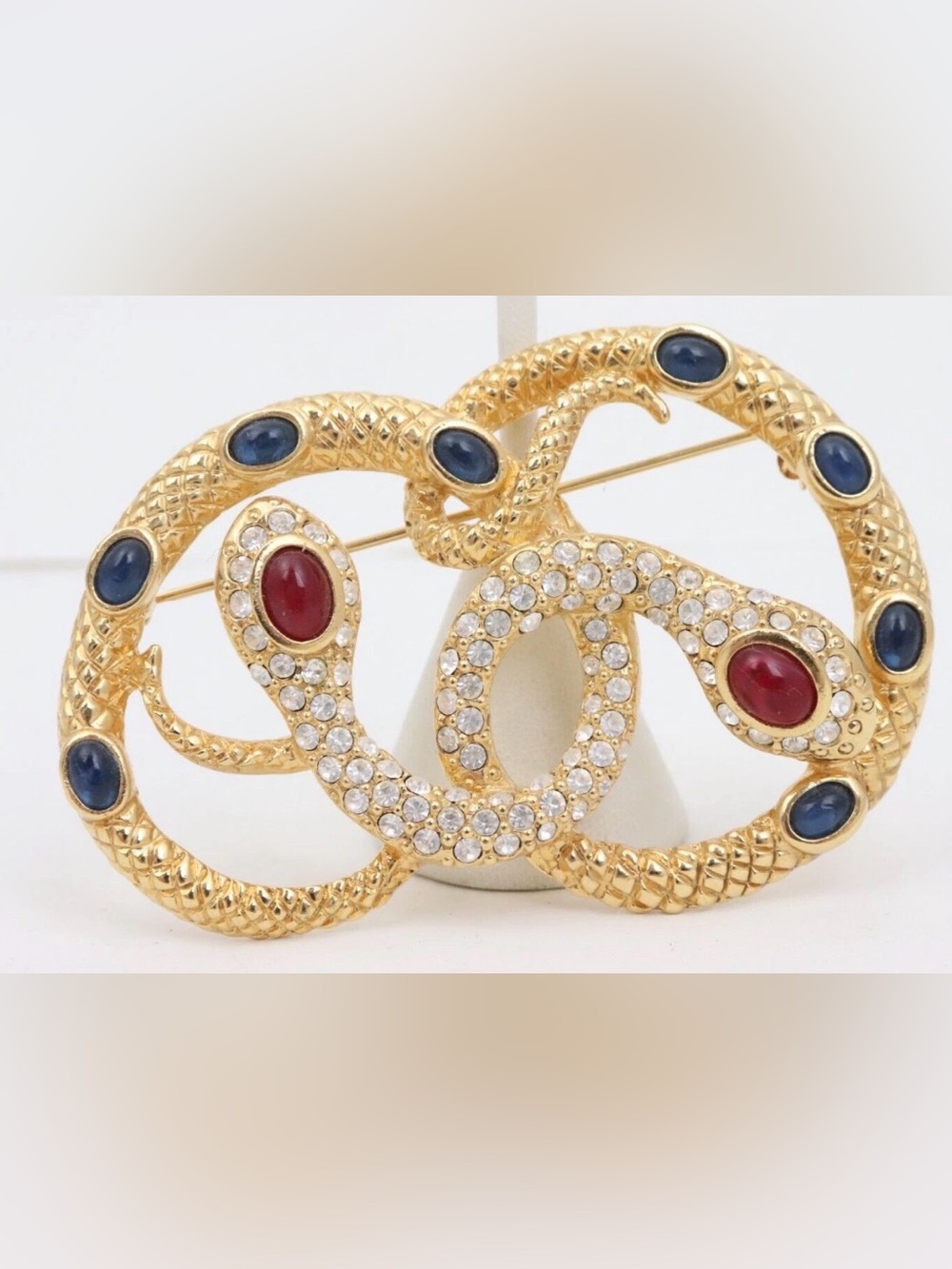 Vintage 3” Kenneth Jay Lane K.J.L. For Avon Medusa Gold-Tone Snake Brooch 80’s